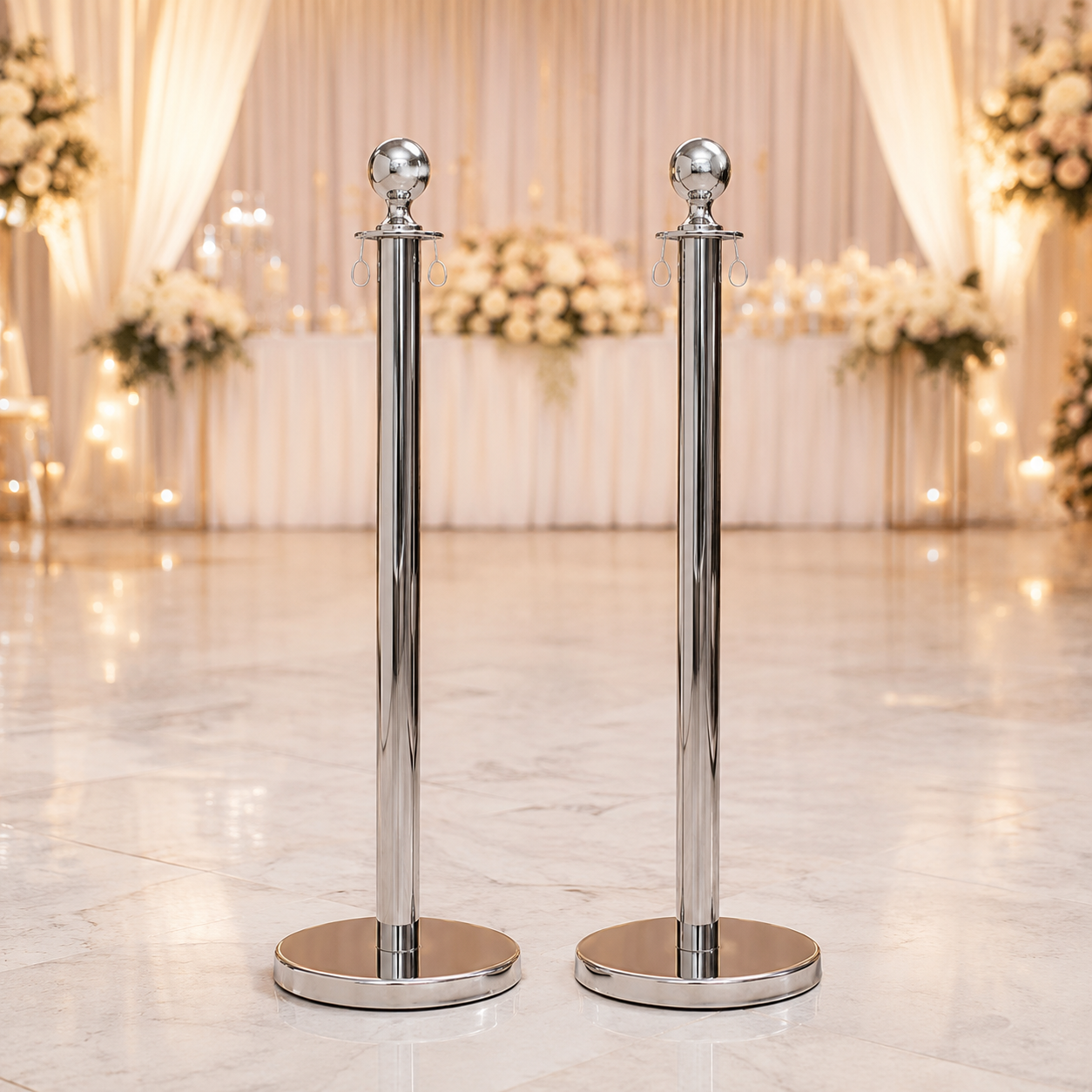 Silver Poles (For Velvet Rope)